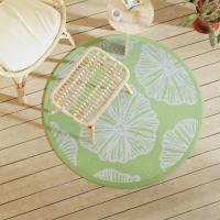 vidaXL Alfombra de exterior PP Ø120 cm Color Verde claro,  verde,  green leaf pattern y mas - details 1