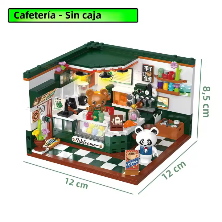 Mini Puzzle 3D De Calle Ciudad Con Café Tienda De Pelucas Y Salón De Belleza Bloques Creativos Para Decoración De Habitación Juguetes Para Niños Regalo De Cumpleaños Para Amigos - 1