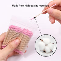 Sticks De Limpieza Para Uñas De Madera Con Cepillo De Algodón Herramienta De Detalle Y Corrección Para Pintura De Uñas - details 2