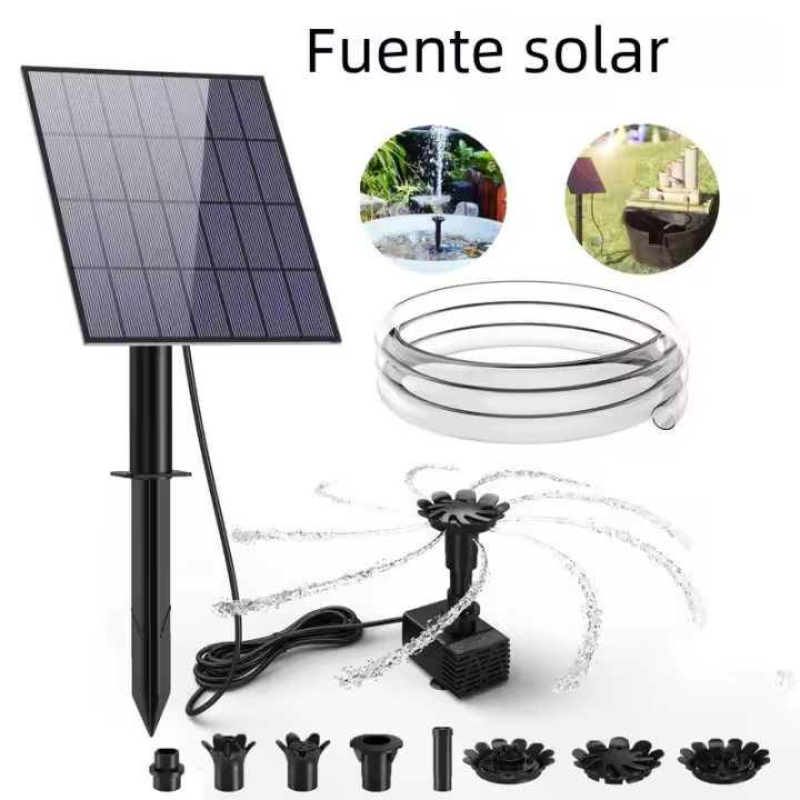 Bomba De Fuente Solar 3.5W Con Panel Solar Y Tubo De Agua De 4.9FT Para Baño De Pájaros Decoración De Jardín Y Bebida De Mascotas - 1