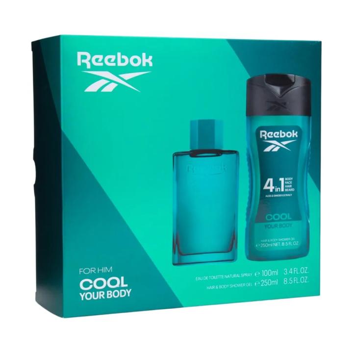 REEBOK Cool Your Body For Him Eau de Toilette aromática acuática para hombre 100 ml + gel de ducha 4 en 1 250 ml — oferta en Miravia