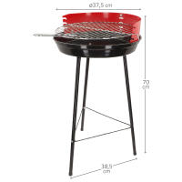 Aktive Barbecue - Barbacoa redonda con patas, 37,5x38,5x70 cm, de carbón, de metal, para jardín, para exterior, cortavientos, con parrilla, color rojo - details 3
