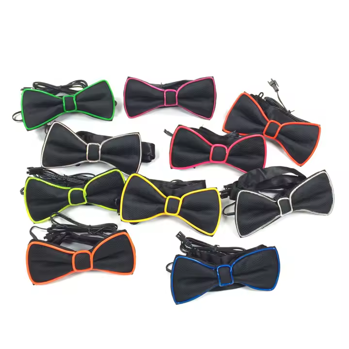 Lazo De Noche Luminosa Para Hombres Con LED Y Cable Eléctrico Brillante Para Fiesta Halloween Navidad Decoración De Barra Club Escenario Prop Ropa - 1