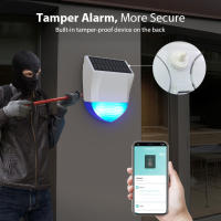 Alarma De Sirena Inteligente Tuya Zigbee/Wifi Impermeable Con Suministro De Energía Solar Y USB Control Remoto 95dB Exterior - details 5