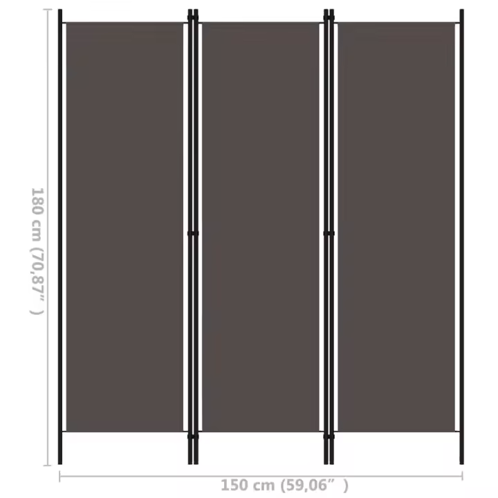 vidaXL Biombo divisor de 3 paneles gris antracita 150x180 cm - 1
