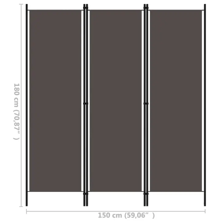 vidaXL Biombo divisor de 3 paneles gris antracita 150x180 cm - 1