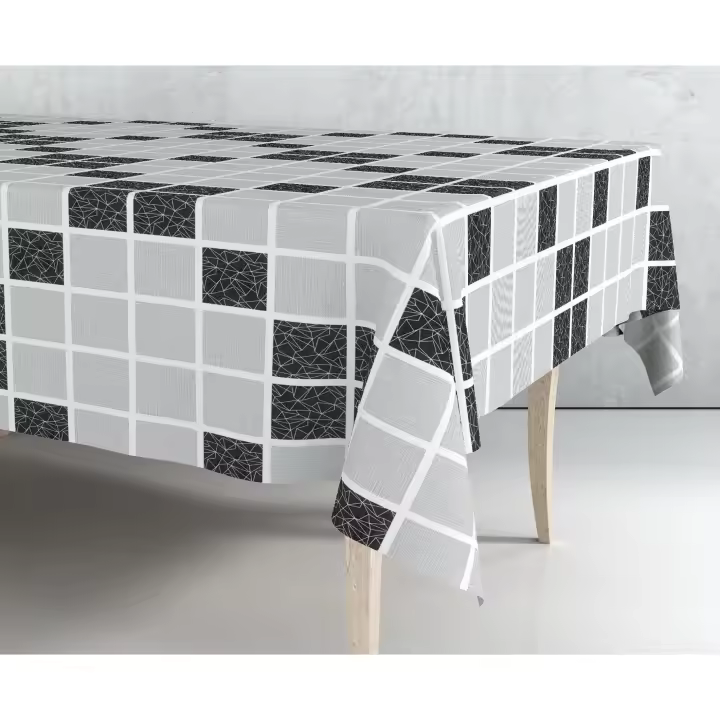 Mantel de hule estampado por metros - Cuadros grises negros moderno sencillo 43115-1    mantel por metros; manteles; mantel barato; mantel jardín - 1