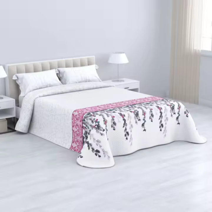 KYTZIAS - Colcha Bouti Estampada Microfibra Verano cama de 90, 105, 135 y 150 cm. Colcha de Verano Poliéster. Bouti Reversible liso o estampado. Colcha fina y ligera. Colcha Bouti para primavera, verano, otoño. Gran diseño y confortable. No Incluye Cojín. - 1