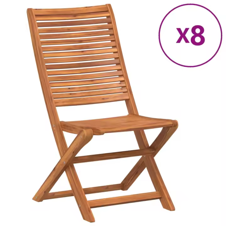 Sillas Jardín reclinables 8 UDS Madera Maciza Acacia 51x66x95cm - 1