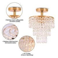 Lámpara De Techo De Cristal Con 3 Capas Y Diamantes Punzantes E27 Luces De Decoración Para Sala De Estar Y Dormitorio Fuente De Energía: Acción De Corriente - details 11