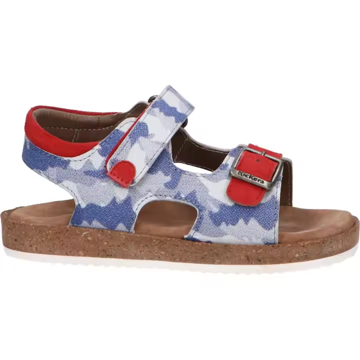 Kickers boy's sandals 694914 -30 funkyo 51 bleu camouflage rouge - 1