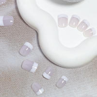 Kit De Uñas Postizas Con Diseño Geométrico Y Estampado De Océano Azul 24 Piezas Uñas Falsas Cortas De ABS Para Arte De Uñas - details 21