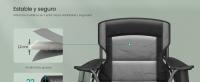 SONGMICS Silla de Camping, Silla Plegable con Portavasos, Silla de Pesca, Relleno de Espuma, Plegable, Respaldo Alto, Carga hasta 205 kg, Camping Jardín, Negro Tinta/Gris Pizarra/Azul Marino - details 1