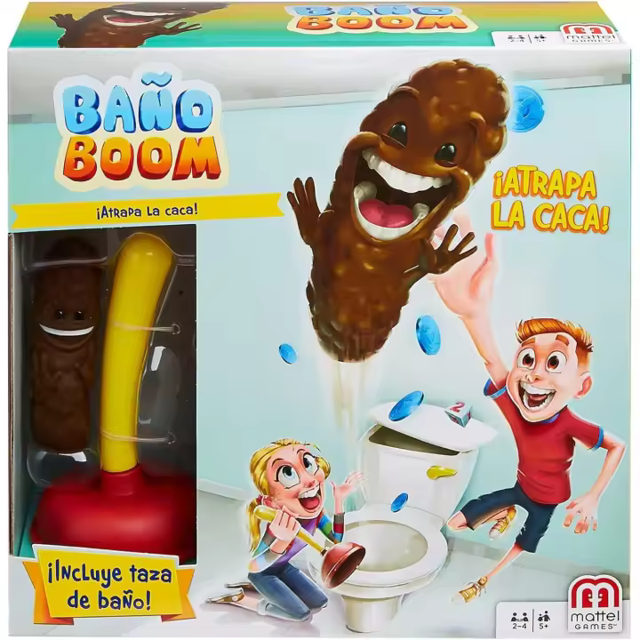 Mattel Games Baño Boom, ¡Atrapa la Caca!, juego de mesa infantil (Mattel FWW30) - 1