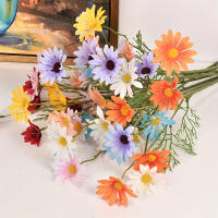 1/3/5Pcs 50cm Girasol Artificial 5Cabezas Flores De Plástico Para Decoración De Boda Novia Hogar Jardín Mesa DIY Sin Embalaje De Venta Al Por Mayor - details 2