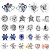 Pendientes De Estilo Clásico Para Mujer Platinados En Plata 925 Con Flor Azul Y Piedra Preciosa Azul Accesorios De Joyería Finos DIY - details 3