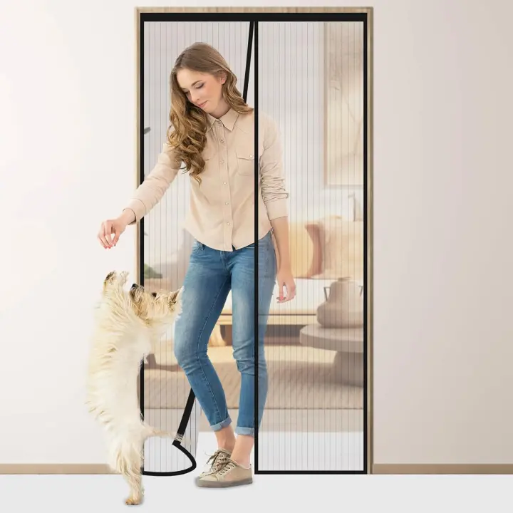 flintronic Mosquitera Puerta Magnética, Mosquitera Magnetica, 80 * 200cm, Cortina Hecha de Malla, Mosquitera Puerta Magnetica Corredera Cortina, Cierre Magnético de Arriba a Abajo Automáticamente - 1