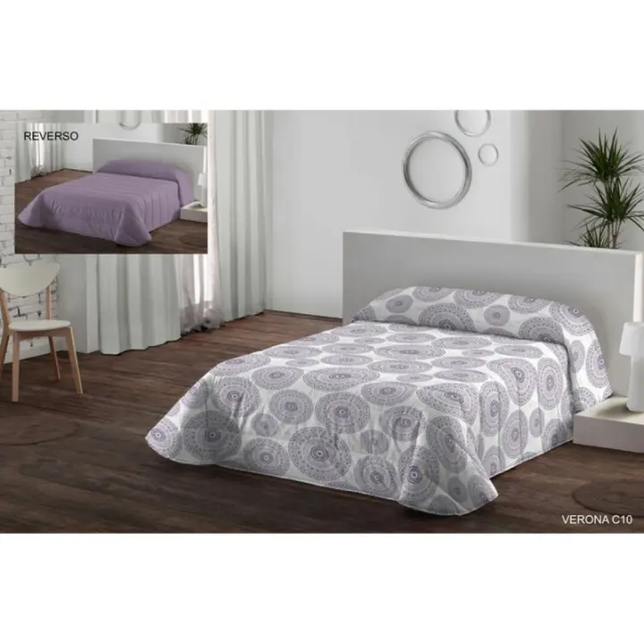 Hosteline - Juego de funda nórdica Hosteline VERONA Malva Cama de 180 3 Piezas - 1