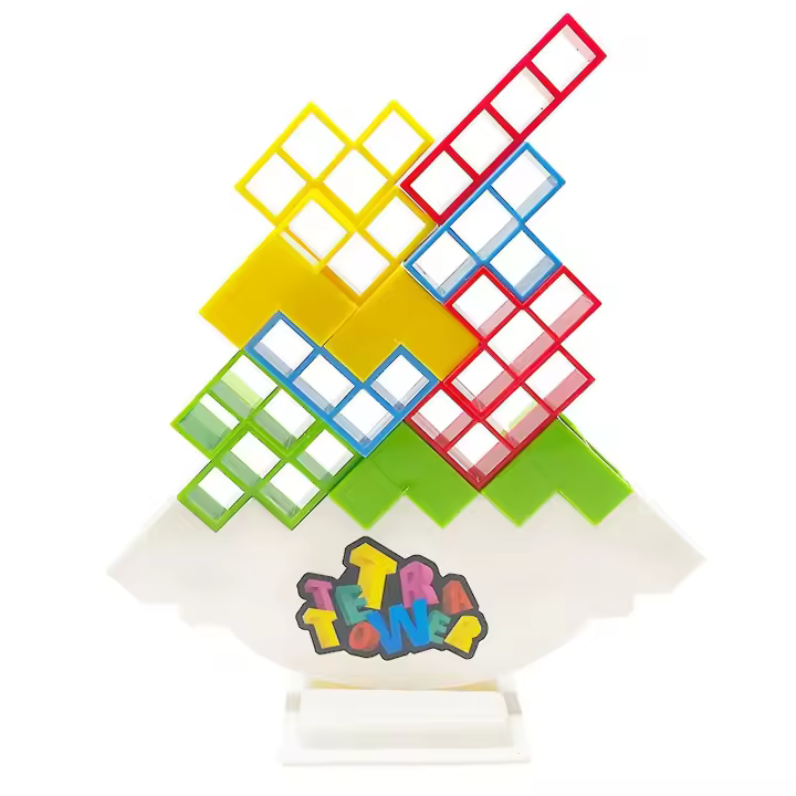 Juego de bloques apilables Tetra Tower Balance de 48 piezas, juego de mesa para 2 jugadores + juegos familiares - 1