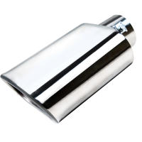 Tubo De Escape Rectangular Cromado De Acero Inoxidable 1/2Pcs Inlet 2.36" Outlet 5.5" Long Para Automóviles Accesorios De Coche - details 3