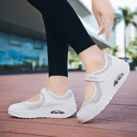 Zapatillas De Verano Para Mujer Transpirables De Malla Color Sólido Zapatos Casuales Para Caminar Frontales Con Cordones Y Cierre De Encaje - details 4