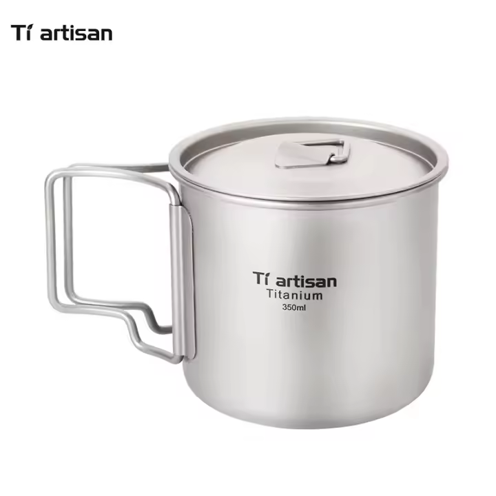 Taza De Camping Tiartisan De Titanio Portátil Y Ligera Con Asa Plegable Para Agua Té Y Café Ideal Para Senderismo Y Viajes - 1