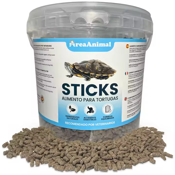 AreaAnimal - Comida Tortugas de Agua, 1.5KG/5.5L Comida Tortuga Natural, Comida para Tortugas de Agua Stick, Pienso Tortugas de Agua con Alto Valor Nutritivo, Comida Tortugas Altamente Digestibles,  Comida Tortuga Agua Fortificado con Nutrientes - 1