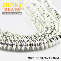 Cuentas De Hierro Facetas Planas Y Redondas De Color Plata 3-10mm Piedra Natural Para Fabricación De Joyas Pulseras Y Collares DIY - details 3