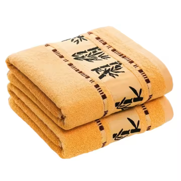 Juego De Toallas De Baño 2pcs Fibra De Bambú 100% Tela Jacquard Lujo Bordado Geométrico Regalo Deportivo Toallas De Mano Y Rostro Cubiertas - 1