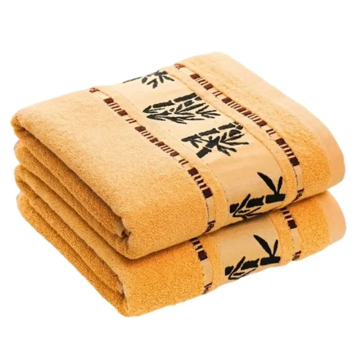 Juego De Toallas De Baño 2pcs Fibra De Bambú 100% Tela Jacquard Lujo Bordado Geométrico Regalo Deportivo Toallas De Mano Y Rostro Cubiertas - 1
