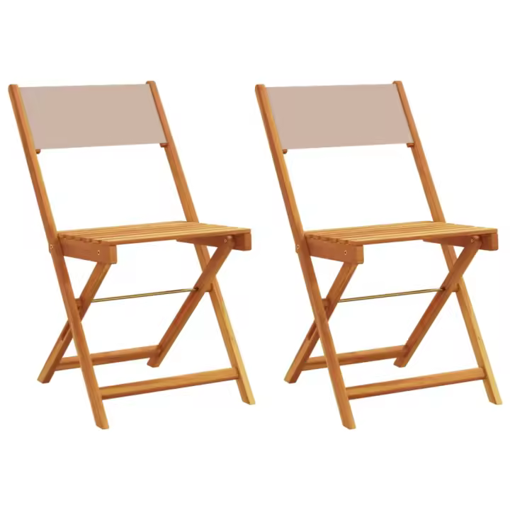 vidaXL Sillas de bistró 2 uds madera maciza acacia y tela gris taupe - 1