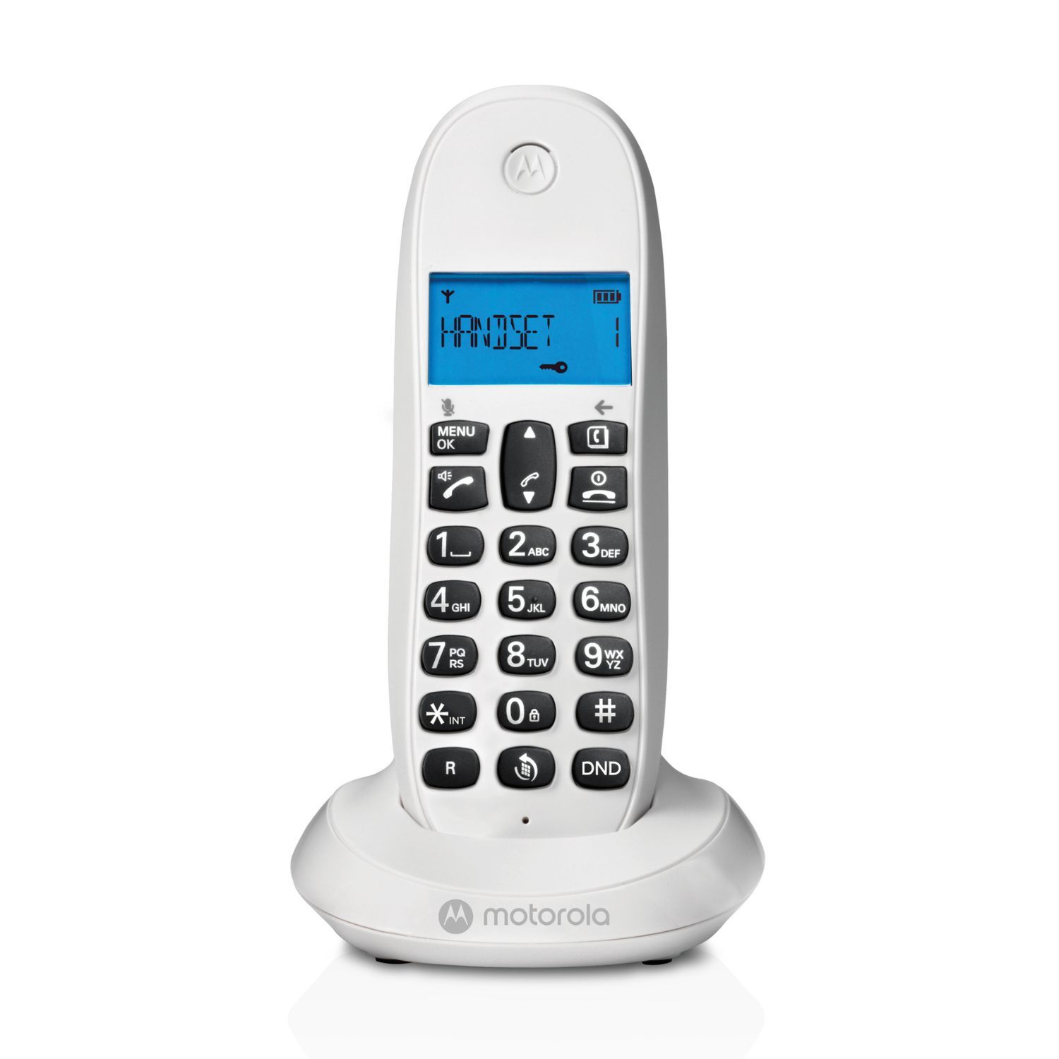 Teléfono Fijo Inalámbrico Motorola C1001CB+ Blanco con Bloque de Llamadas y Modo No Molestar