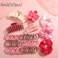 Accesorios De Pelo Fashion Dopamine Para Mujer Set De 53-163 Piezas Círculos Elásticos Coloridos Con Flores Regalo Para Fiestas Diarias - details 2