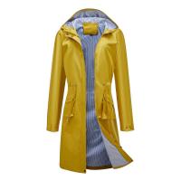 Abrigo De Trench Para Mujer Con Capucha Y Mangas Largas De Color Sólido Estilo Británico Elegante Con Rayas Y Chaqueta Recta Impermeable Para Todas Las Estaciones - details 26