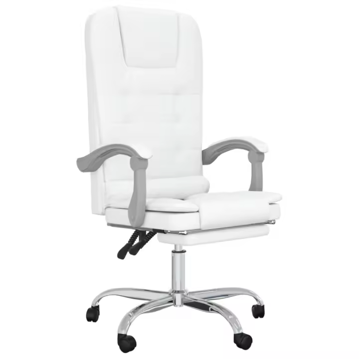 Silla de Oficina reclinable masaje cuero sintético Blanco - 1