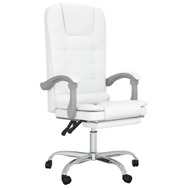 Silla de Oficina reclinable masaje cuero sintético Blanco - 1
