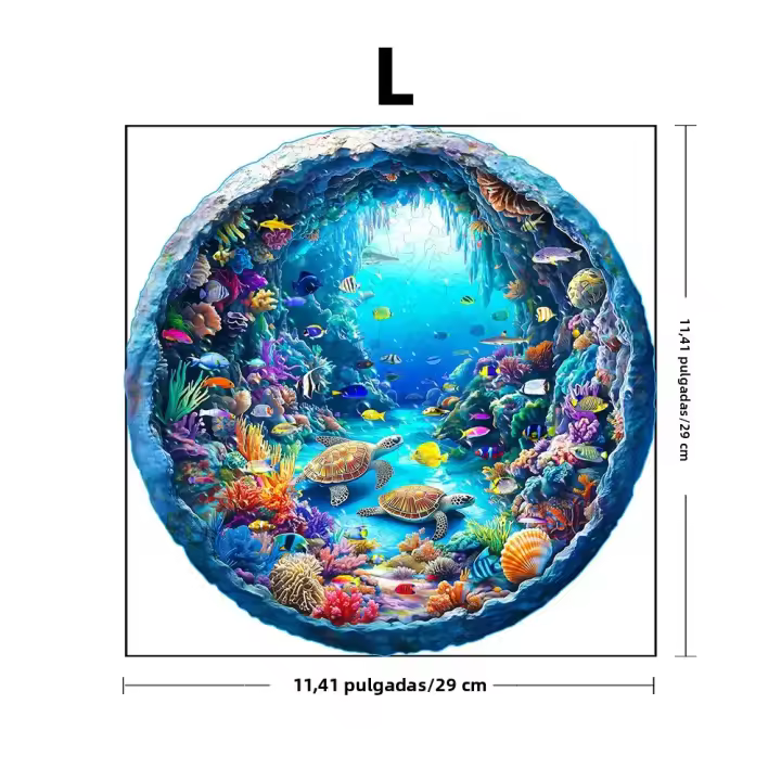 Puzzle De Madera Ocean Wonders Con Formas Únicas De Animales Regalo De Relajación Para Adultos Caja Decorativa Con Arte Exquisito - 1