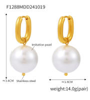 Clásico DE LA Moda de Perlas Redonda Blacas Gotas de Maple inoxidable Pendientes de Ano de Las Señores Elegantes de La Boda del Partido Pendientes de joyería - details 5