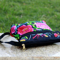 Nueva Small Mano Bolsos Estilo Étnico Bordado Saco De Hombro Casual De Lona Viaje Tres Cremalleras Bolsa Cruzada Para Mujer - details 7