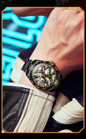 Reloj Mecánico Automático Para Hombre OUPINKE 3196 Acero Inoxidable Negro Luminoso Y Resistente Al Agua De 50M Con Esfera Skeleton Y Correa De Acero Inoxidable - details 11