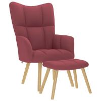 vidaXL Sillón de relax con taburete tela rojo tinto en color Rojo vino tinto/Gris claro/Taupé y más | cómodas modernas ergonómicas para comedor cocina salón hogar - details 0