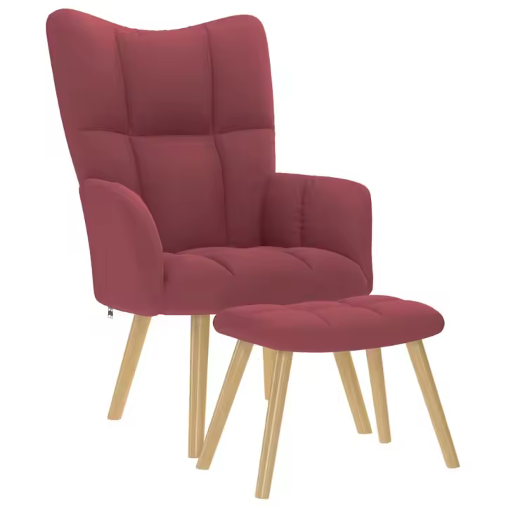 vidaXL Sillón de relax con taburete tela rojo tinto en color Rojo vino tinto/Gris claro/Taupé y más | cómodas modernas ergonómicas para comedor cocina salón hogar - 1