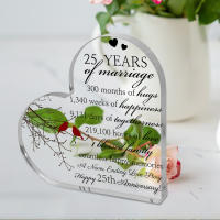 1 Pieza De Placa Acrílica En Forma De Corazón Regalo Para Aniversario De Boda 25º Para Marido Mujer Novio Novia - details 1
