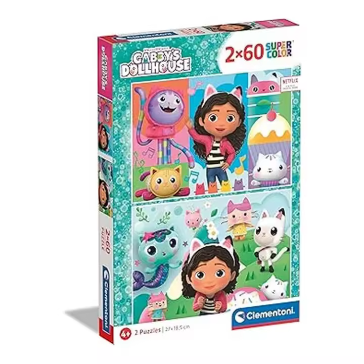 Clementoni Puzzle Infantil 2 Puzzles de 60 Piezas La Casa de Muñecas de Gabby 24804 - 1