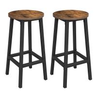 Conjunto de taburetes de bar, juego de 2, sillas redondas para cocina con asientos altos, altura 65 cm, estructura de acero resistente, fácil montaje, estilo industrial - details 0