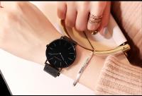 Reloj De Mujer Hannah Martin Con Movimiento Japonés Original Acero Inoxidable Malla Clásico Minimalista Rosado Oro - details 23