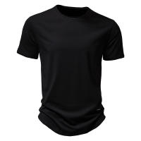 Novedad de verano, camiseta de manga corta de color liso para hombre, talla europea, tops informales, camiseta de algodón con cuello redondo - details 7
