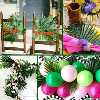 12pcs Hojas De Palma Tropicales Decoración Artificial Para Fiesta Hawaiian Luau Cumpleaños Boda Decoración Temática De Selva - details 3