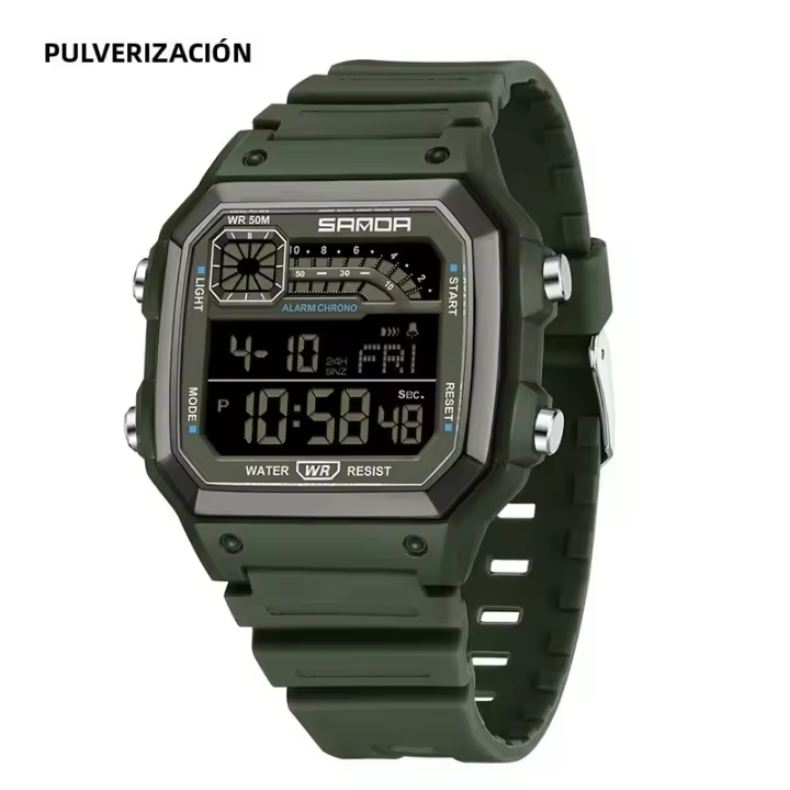 Reloj Deportivo Exterior SANDA Para Hombres Multifuncional Alarm Clock Cronógrafo Impermeable LED Digital Con Tiempo Doble - 1