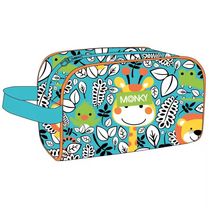 Neceser Monky Safari 21cm Producto Oficial, Producto Escolar Para Niños y Niñas - 1